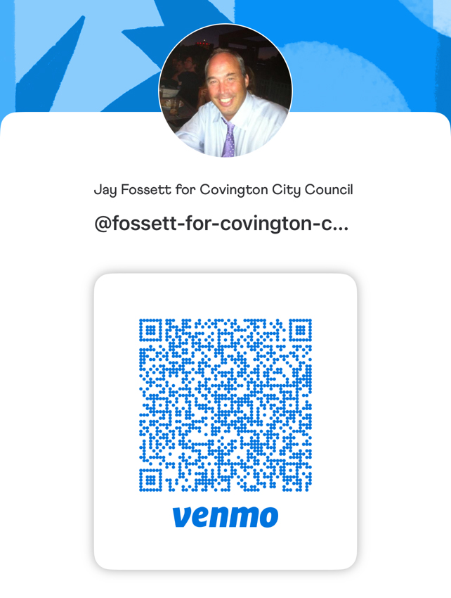 Venmo QR code for Jay Fossett for Covington City Council